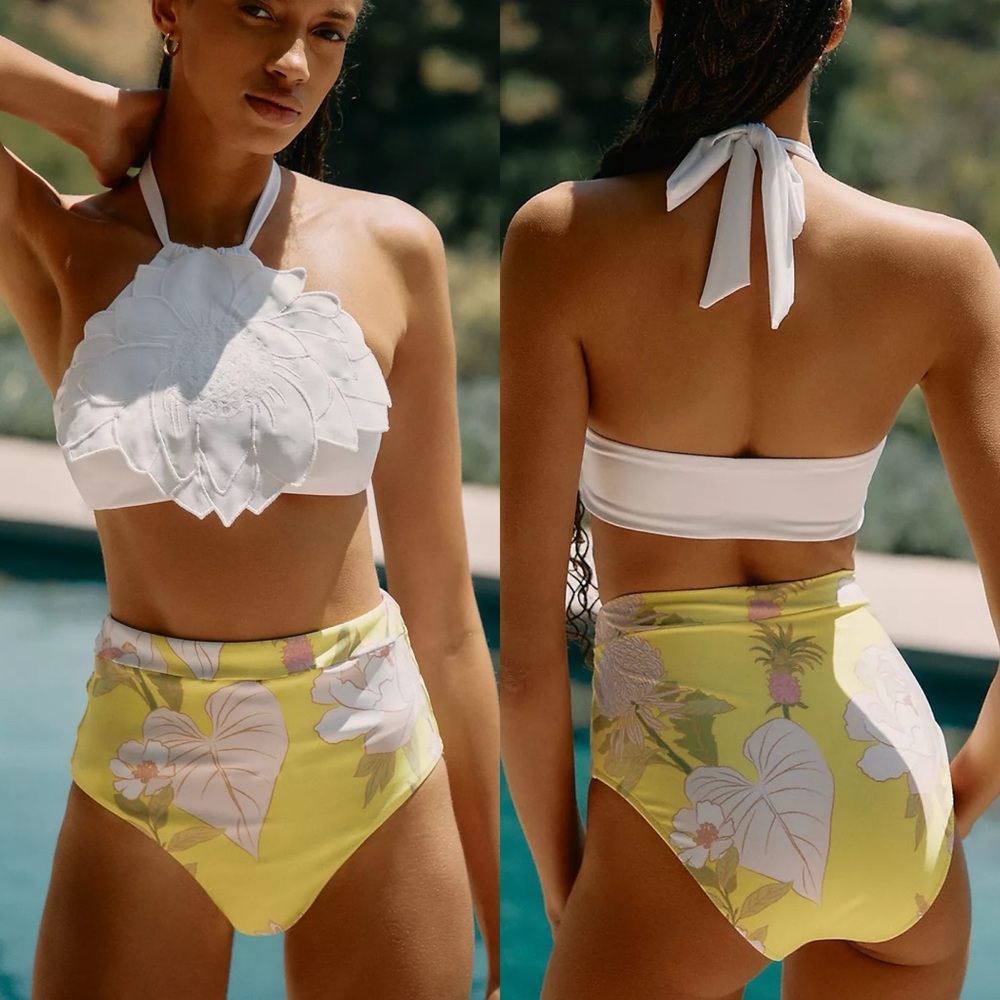 Anthropologie Farm Rio Floral High-Waisted Bikini Bottoms - Picture 2 of 7